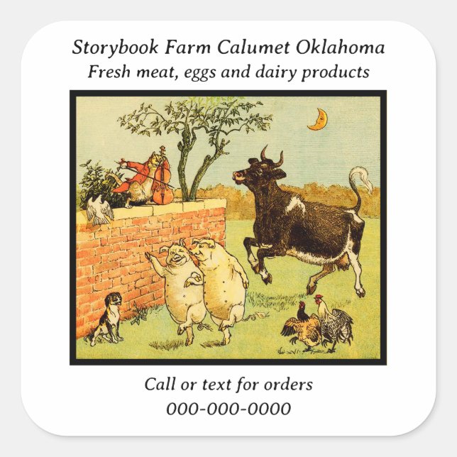 Vintage Nursery Rhyme Homestead Farm Food Label (Front)