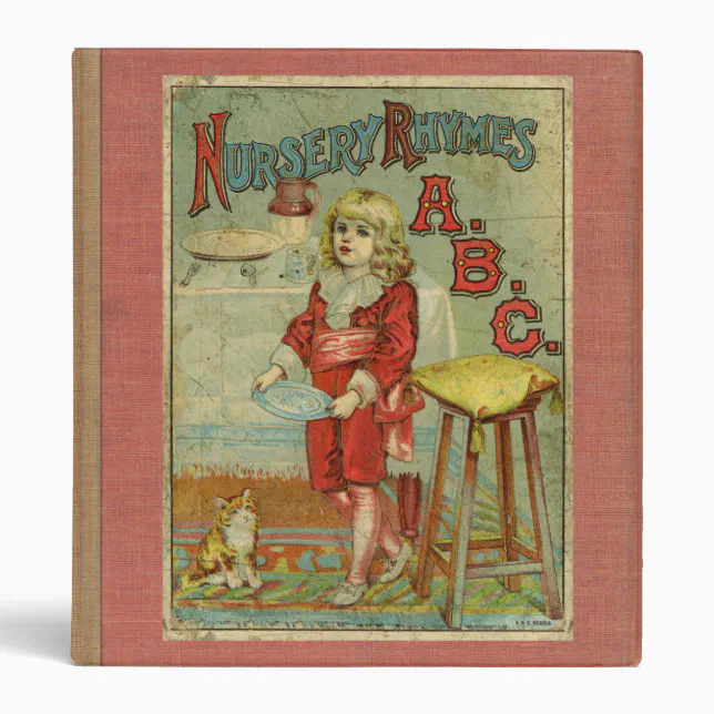 Vintage Nursery Rhymes ABC Children's Book Cover 3 Ring Binder (Front)