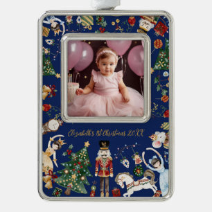 Vintage Nutcracker Baby 1st First Christmas Photo Ornament