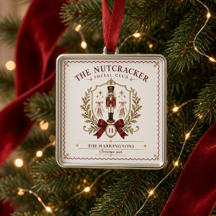 Vintage Nutcracker Christmas Monogram Family Name Metal Ornament