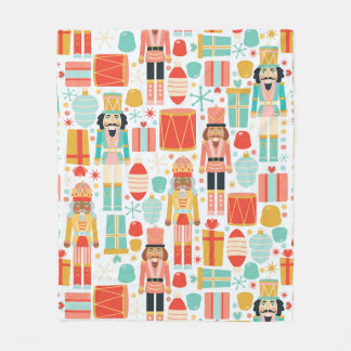 Vintage Nutcracker Christmas Seamless Pattern Fleece Blanket
