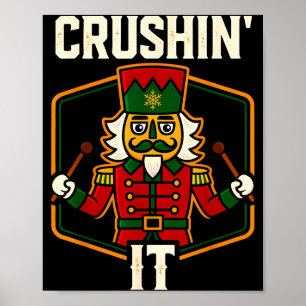 Vintage Nutcracker Crushing It Funny Xmas Pjs Men Poster