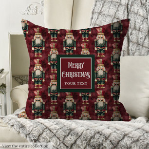 Vintage nutcracker deep colors Christmas pillow
