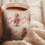 Vintage Nutcracker & Merry Christmas Coffee Mug<br><div class="desc">A beautifully illustrated vintage-style Nutcracker soldier, resplendent in his classic attire, stands tall, holding a Merry Christmas banner. The rich, warm colors and intricate details evoke a sense of yuletide nostalgia, making it a perfect choice for those who appreciate the classic holiday aesthetics. May your holiday season be filled with...</div>