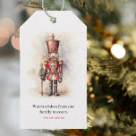Vintage Nutcracker & Merry Christmas Gift Tags<br><div class="desc">A beautifully illustrated vintage-style Nutcracker soldier, resplendent in his classic attire, stands tall, holding a Merry Christmas banner. The rich, warm colors and intricate details evoke a sense of yuletide nostalgia, making it a perfect choice for those who appreciate the classic holiday aesthetics. May your holiday season be filled with...</div>