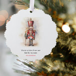 Vintage Nutcracker & Merry Christmas Ornament Card<br><div class="desc">A beautifully illustrated vintage-style Nutcracker soldier, resplendent in his classic attire, stands tall, holding a Merry Christmas banner. The rich, warm colors and intricate details evoke a sense of yuletide nostalgia, making it a perfect choice for those who appreciate the classic holiday aesthetics. May your holiday season be filled with...</div>