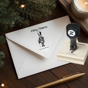 Vintage Nutcracker Merry Christmas Rubber Stamp