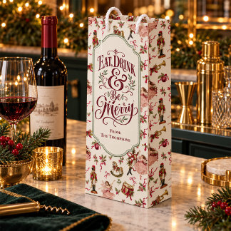Vintage Nutcracker Personalized Christmas Wine Gift Bag