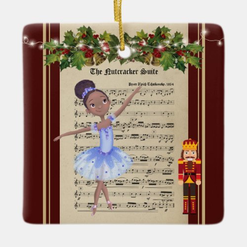 Vintage Nutcracker Sheet Music and Ballerina Ceramic Ornament