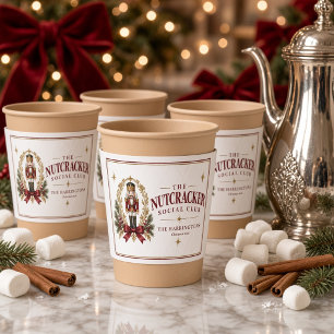 Vintage Nutcracker Social Club Personalized Family Coffee Cup Sleeve