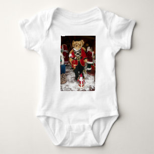 Vintage Nutcracker Soldier Teddy Bear Plush Christ Baby Bodysuit