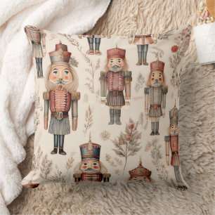Vintage Nutcracker Soldiers - Classic Christmas Throw Pillow