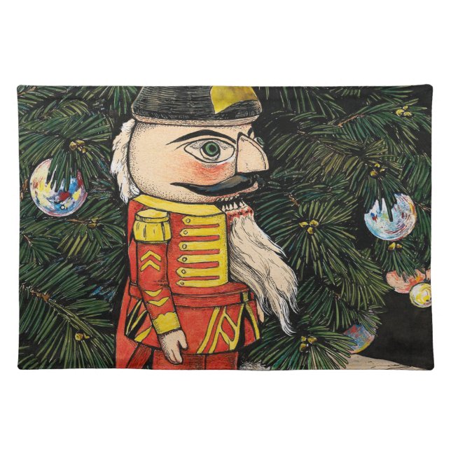 Vintage Nutcracker Under Christmas Tree Cloth Placemat (Front)