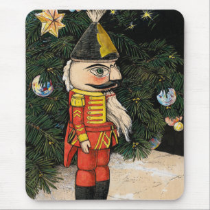 Vintage Nutcracker Under Christmas Tree Mouse Pad