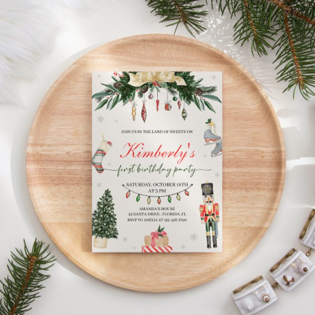 Vintage Nutcracker Winter Onederland 1st Birthday  Invitation (Creator Uploaded)