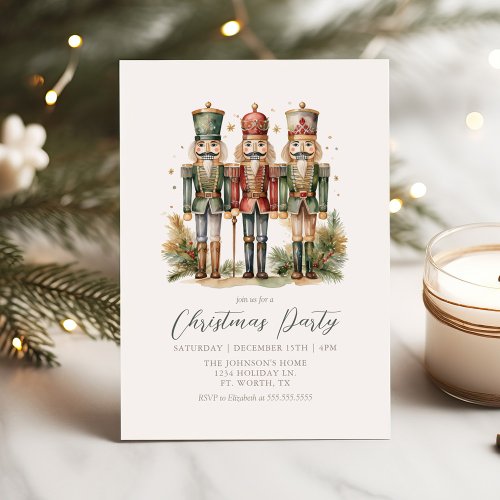 Vintage Nutcrackers Christmas Party Invitation