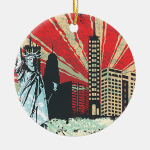 Vintage NY in Red Ceramic Ornament