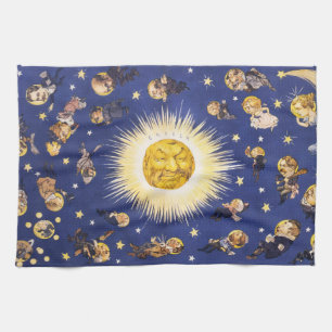 Vintage NY Solar System Political Satire 1898 Kitchen Towel