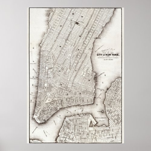 Vintage NYC Map City Skyline  Poster