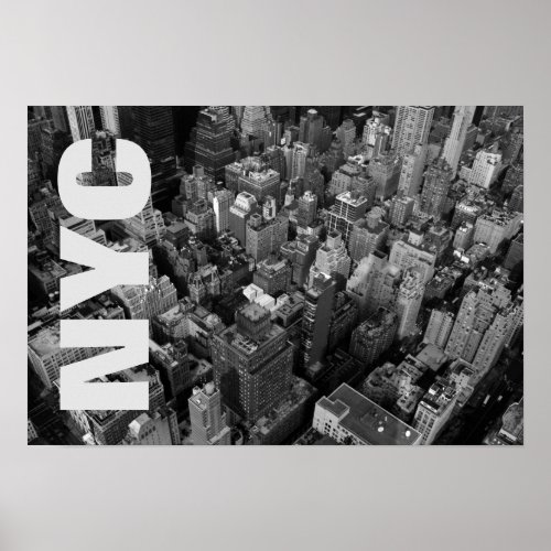 Vintage NYC New York City Manhattan Black White Poster