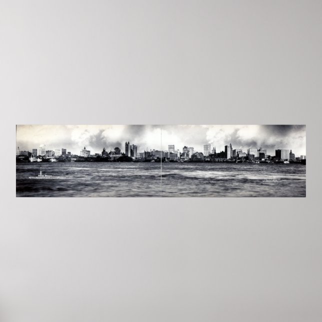 Vintage NYC Skyline Panoramic Photograph (1902) Poster (Front)