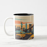 Vintage NYC Skyline Poster – Yellow Cab, Skyscrape Two-Tone Coffee Mug