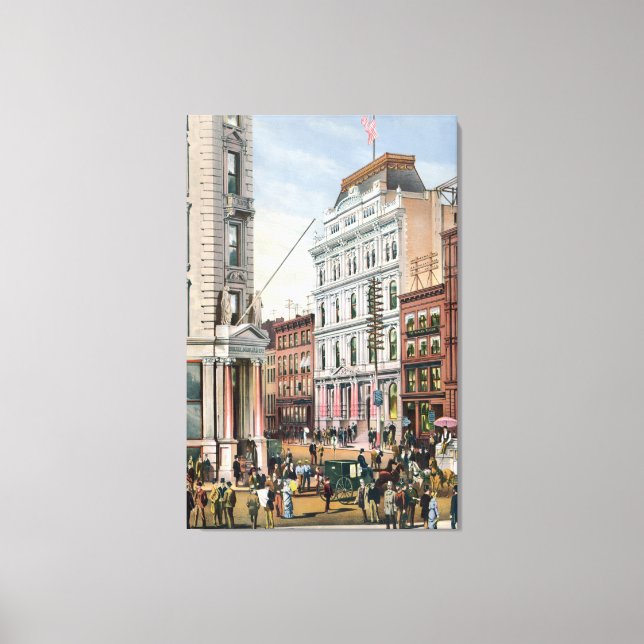 Vintage NYC Stock Exchange Illustration (1882) Canvas Print (Front)