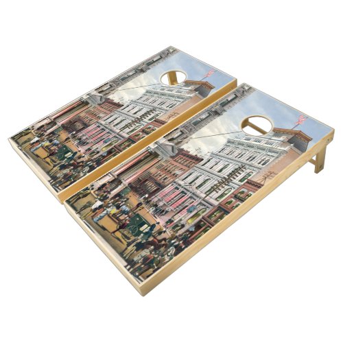 Vintage NYC Stock Exchange Illustration 1882 Cornhole Set