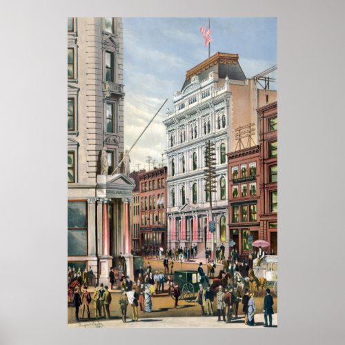 Vintage NYC Stock Exchange Illustration 1882 Poster