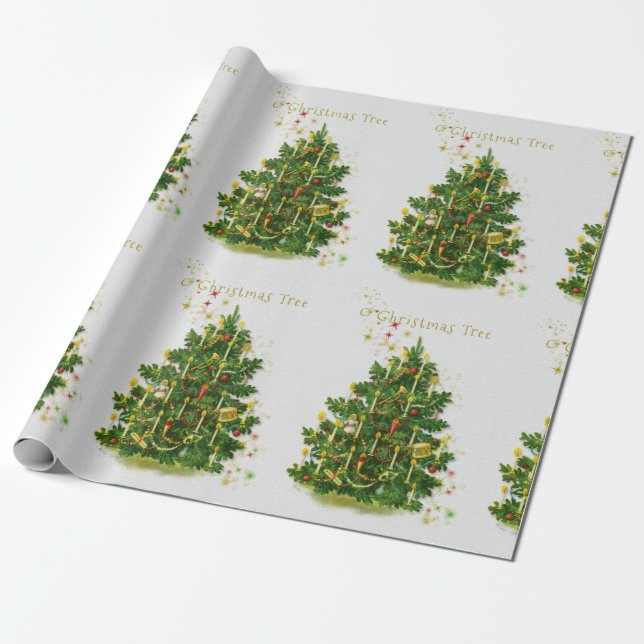 Vintage O Christmas Tree  Wrapping Paper (Unrolled)
