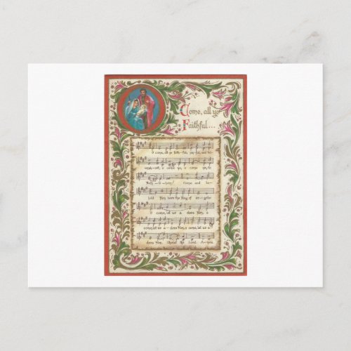 Vintage O Come All Ye Faithful Postcard