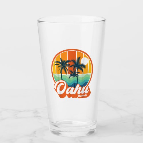 Vintage Oahu Hawaii Hawaiian Island Summer Travel Glass
