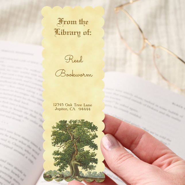 Vintage Oak Tree Custom Bookmarks (Vintage oak tree editable bookmark)