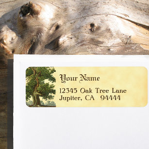 Vintage Oak Tree Editable Return Address Labels
