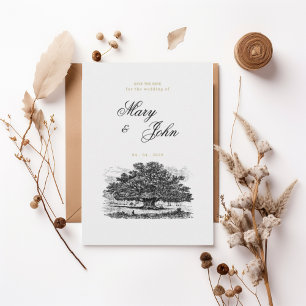 Vintage Oak Tree Elegant Save the Date Card