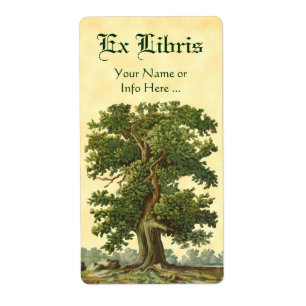 Vintage Oak Tree Ex Libris Editable Bookplate