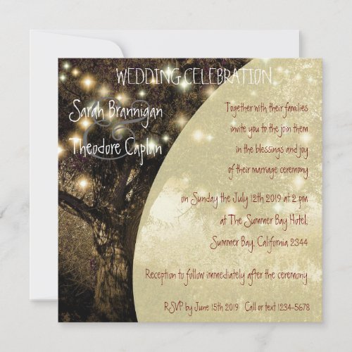 Vintage Oak Tree night lights wedding Custom Invitations