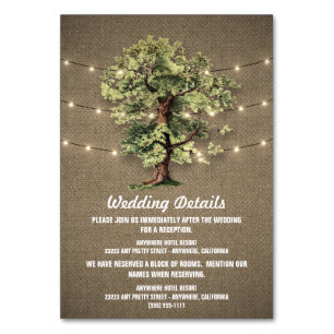 Vintage Oak Tree Rustic Reception + Hotel Cards