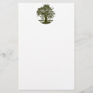 Vintage Oak Tree Silhouette Rustic Woodland Stationery