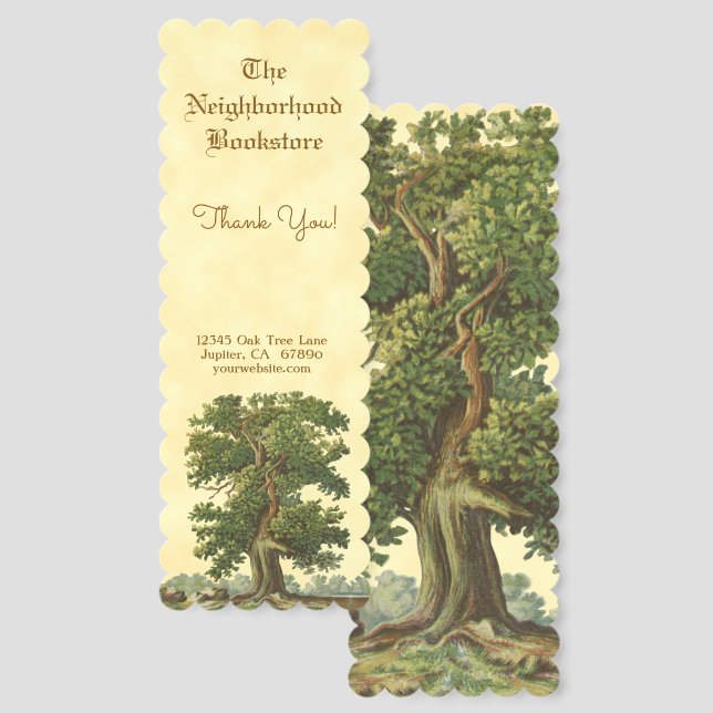 Vintage Oak Tree Small Business Custom Bookmarks (Front & Back)