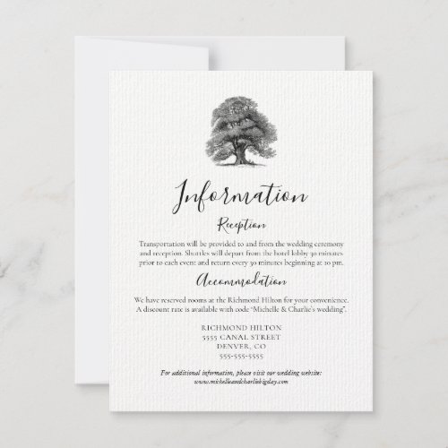 Vintage Oak Tree Wedding The Details card