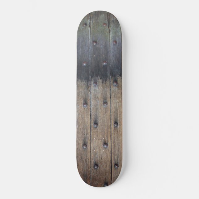 Vintage Oak Wood Door Skateboard Deck (Front)