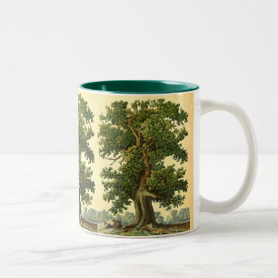 Vintage Oake Trees on Faux Parchment Coffee Mug