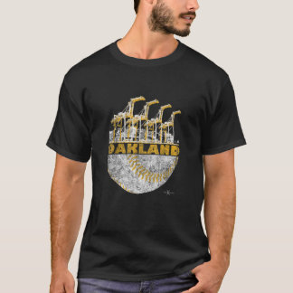 Vintage Oakland Baseball Port Crane Skyline3 T-Shirt