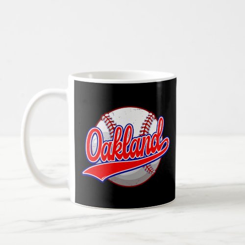 Vintage Oakland Cityscape Baseball  Player and Fan Coffee Mug