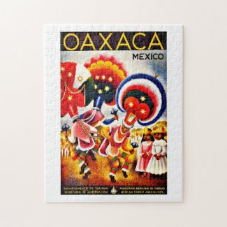 Vintage Oaxaca Dance Festival Mexico Travel Jigsaw Puzzle