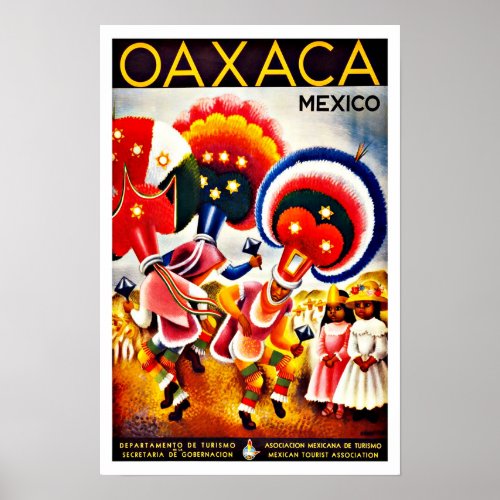 Vintage Oaxaca Dance Festival Mexico Travel Poster