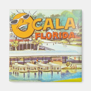 Vintage Ocala, Florida Tourist Boats Sun Magnet
