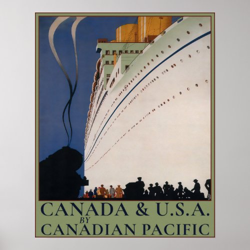 Vintage Ocean and Rail Travel Advertisement Poster