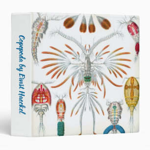 Vintage Ocean Animals, Copepoda by Ernst Haeckel 3 Ring Binder